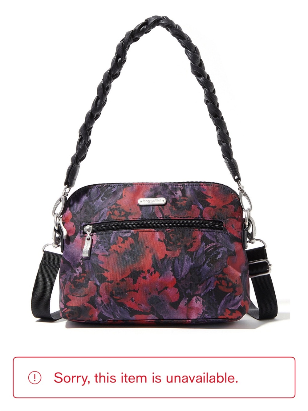 Baggallini Crossbody Dome Red Watercolor Red Purple Black RFID Protection NWOT